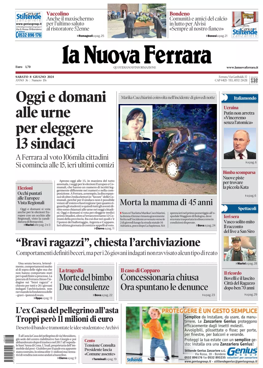 Prima-pagina-nuova ferrara-oggi-edizione-del-2024-06-08